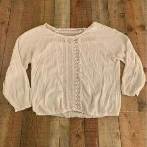 Wrangler womens size XXL white lightweight long sleeve top with lace
